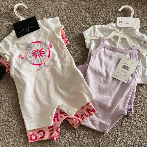 Converse Pink and White Nike purple Set baby girl 3 month NWT - Picture 2 of 2